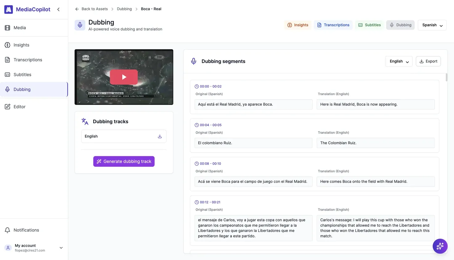 Dubbing interface