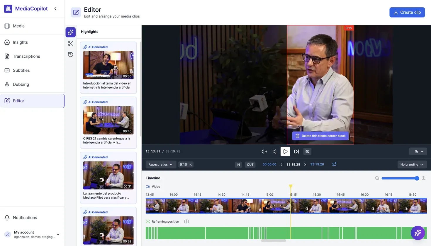Editor interface